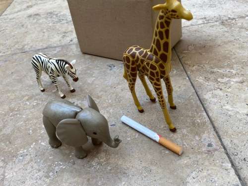 vintage playmobil elephant 1980 with Giraffe and Zebra figures figure
