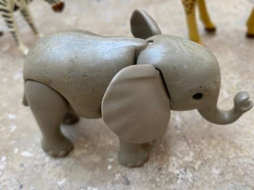 vintage playmobil elephant 1980 with Giraffe and Zebra figures figure