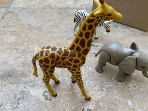 vintage playmobil elephant 1980 with Giraffe and Zebra figures figure