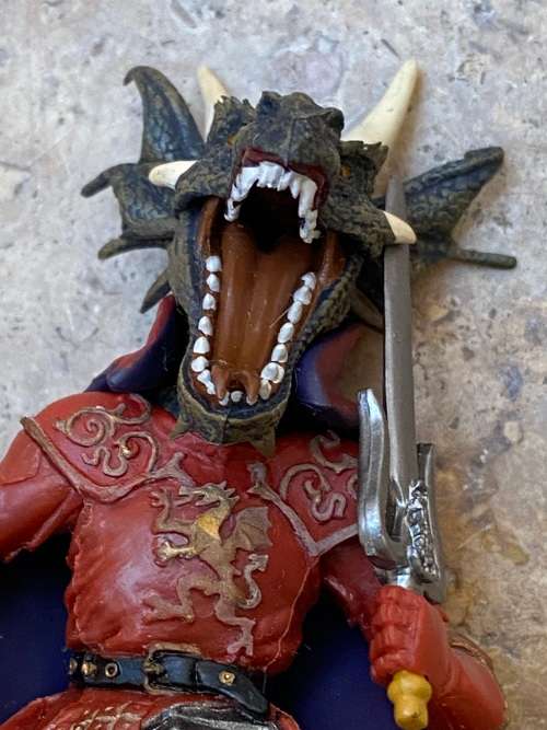 vintage papo medieval knight battle scene two horses with riders and 2 ground soldiers figures