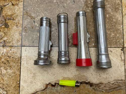 vintage torch lot , winchester , eveready , ray o vac , tiger head brand collection of 4