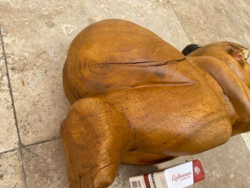 vintage asian sleeping baby buddha girl hand carved large wood sculpture figure