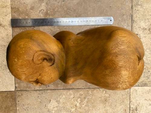 vintage asian sleeping buddha boy hand carved large wood sculpture figure
