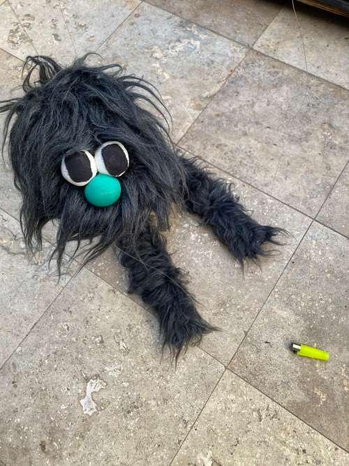 Large Shaggy Fuzzy Monster Walking Puppet black
