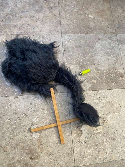 Large Shaggy Fuzzy Monster Walking Puppet black
