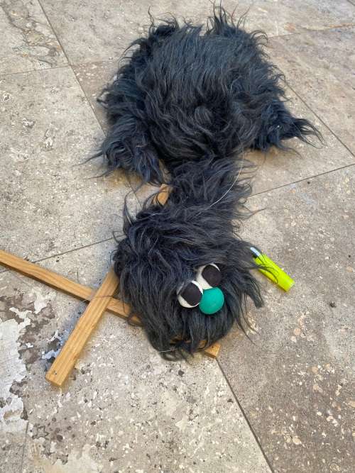 Large Shaggy Fuzzy Monster Walking Puppet black