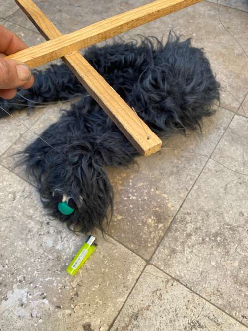 Large Shaggy Fuzzy Monster Walking Puppet black