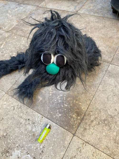 Large Shaggy Fuzzy Monster Walking Puppet black