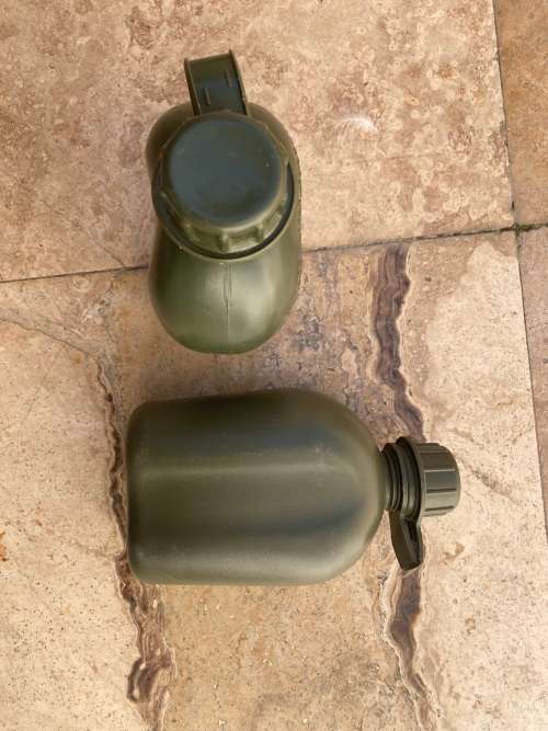 vintage army water bottle pair