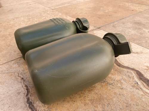 vintage army water bottle pair
