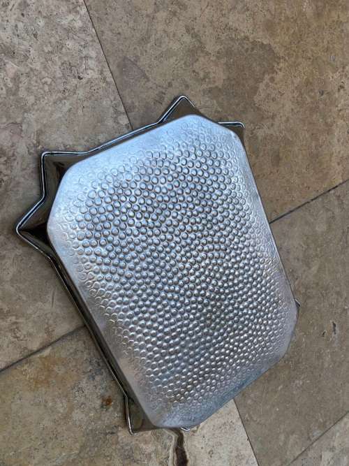 vintage hammered rectangular silver plated copper tray
