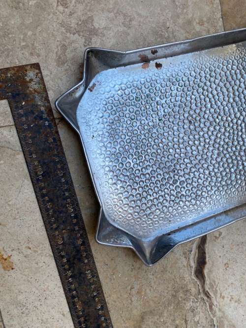 vintage hammered rectangular silver plated copper tray