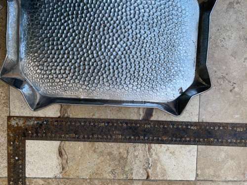 vintage hammered rectangular silver plated copper tray