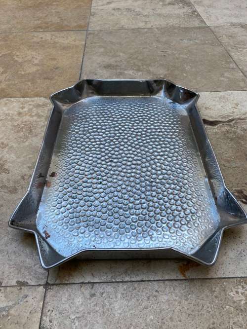 vintage hammered rectangular silver plated copper tray