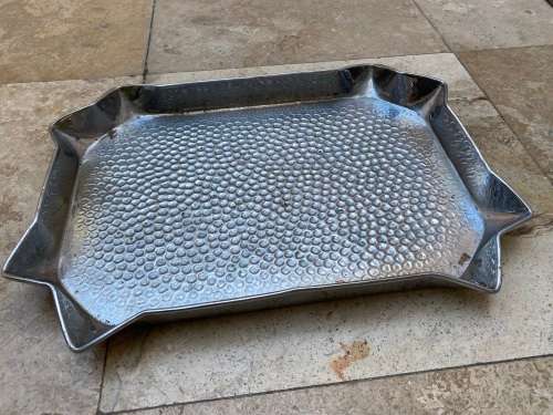 vintage hammered rectangular silver plated copper tray