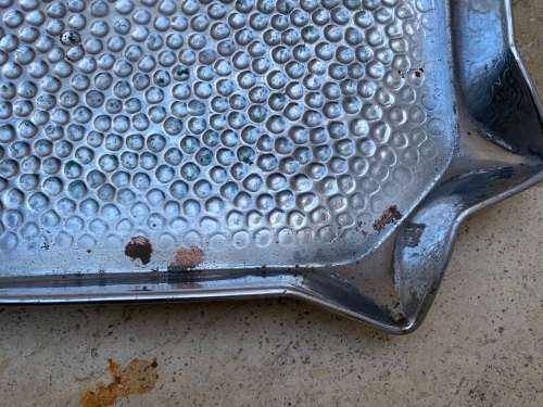 vintage hammered rectangular silver plated copper tray