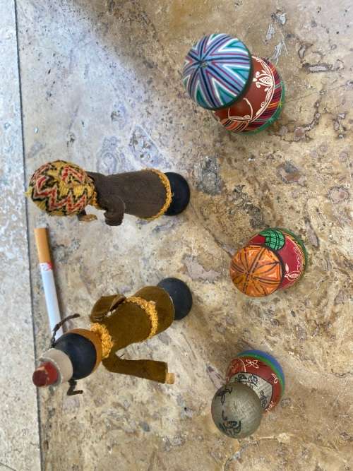 kokeshi 5 doll lot of 3 with 2 folk art kokeshi dolls