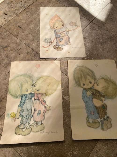vintage Betsey Clark lot of 3 autographed signed  prints