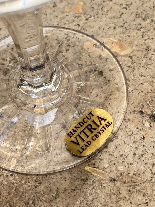 vintage set of four Vitria crystal lead wine glasses in box