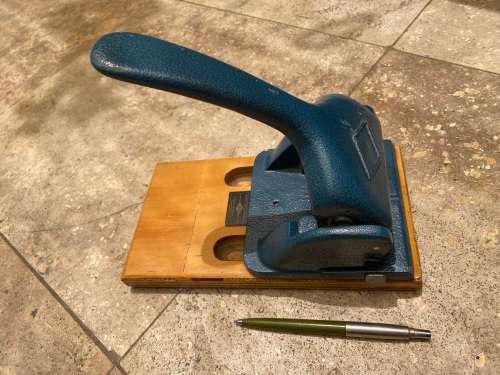 vintage heavy steel , the Uno Senior , paper punch