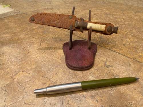 vintage pocket knife German with leather belt pouch sheath