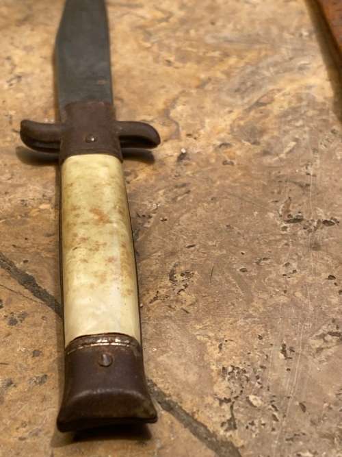vintage pocket knife German with leather belt pouch sheath