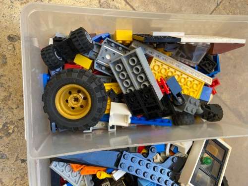 lego random lot in storage sorting box
