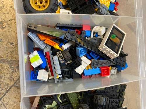 lego random lot in storage sorting box