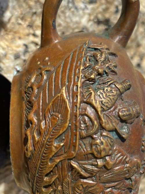 antique bronze chinese teapot tea pot eight immortals , signed