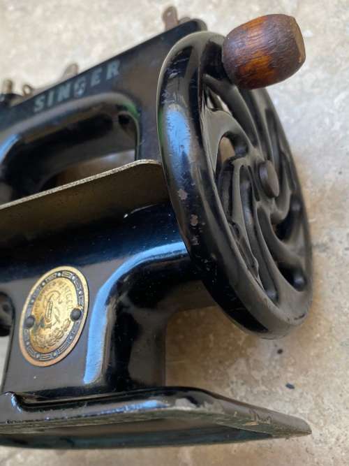 vintage mini iron with miniature singer sewing machine made in Italy TLC