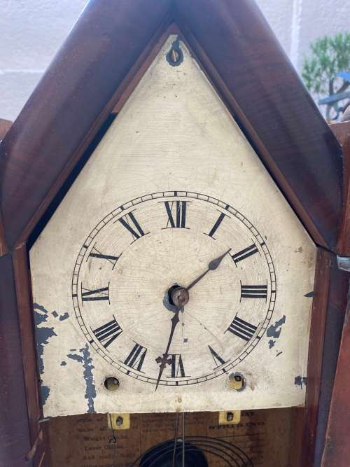 vintage Sharp steeple gothic mantel clock new haven clock co