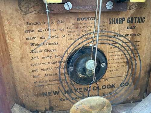 vintage Sharp steeple gothic mantel clock new haven clock co