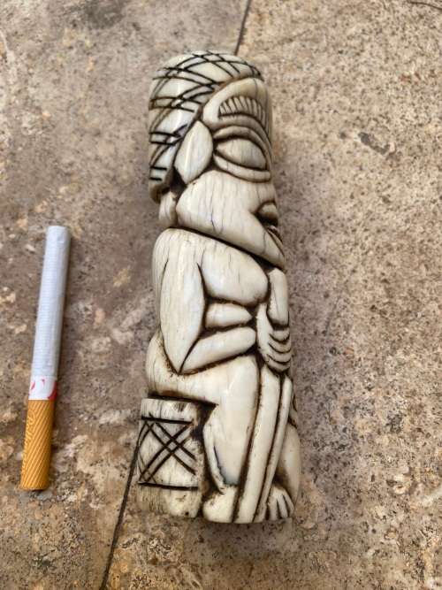 rare antique bone african art statue , bone totem tiki