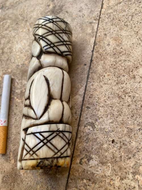 rare antique bone african art statue , bone totem tiki