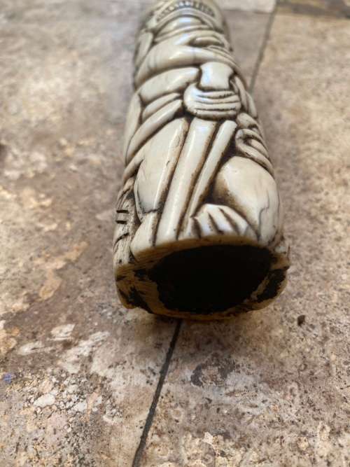 rare antique bone african art statue , bone totem tiki