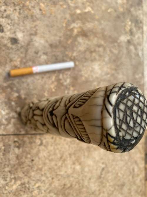 rare antique bone african art statue , bone totem tiki