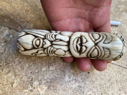 rare antique bone african art statue , bone totem tiki
