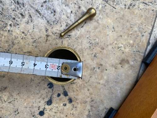 vintage brass mortar and pestle mini in wood wooden utility trinket box