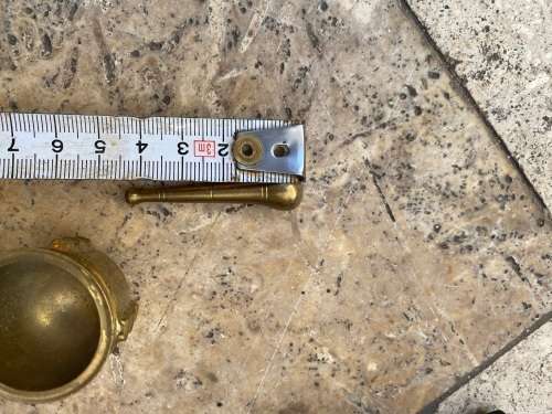 vintage brass mortar and pestle mini in wood wooden utility trinket box