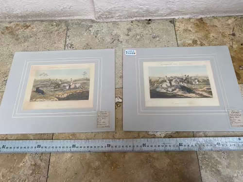 Rudolf Akermann  pair of vintage prints of indian sporting scenes 1850