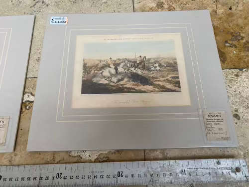 Rudolf Akermann  pair of vintage prints of indian sporting scenes 1850