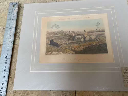 Rudolf Akermann  pair of vintage prints of indian sporting scenes 1850
