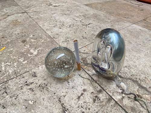 vintage Murano glass  paper weight  pair small and medium