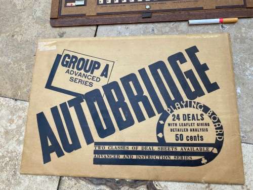 vintage Autobridge playing board wood with group A and group C advanced series sheets