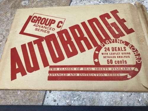 vintage Autobridge playing board wood with group A and group C advanced series sheets