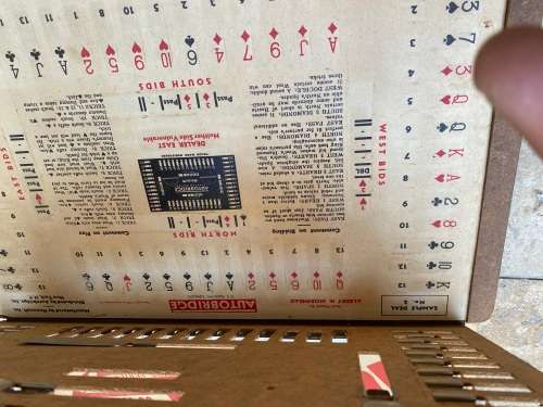 vintage Autobridge playing board wood with group A and group C advanced series sheets