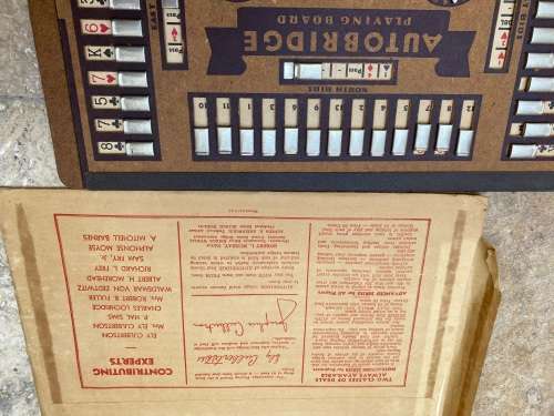 vintage Autobridge playing board wood with group A and group C advanced series sheets