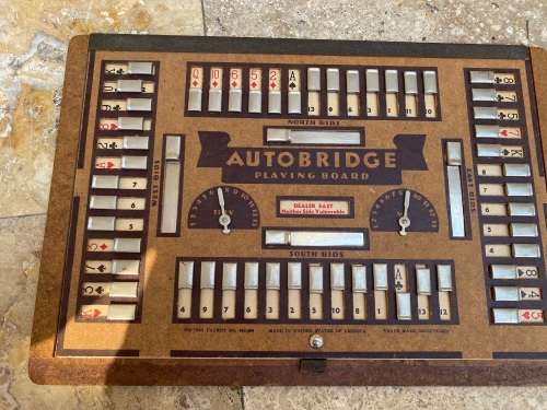 vintage Autobridge playing board wood with group A and group C advanced series sheets