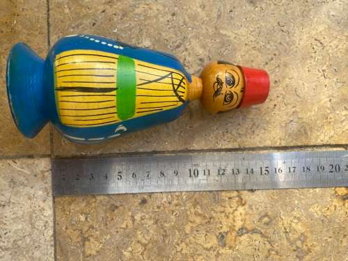 vintage wooden wood Egyptian spindle doll