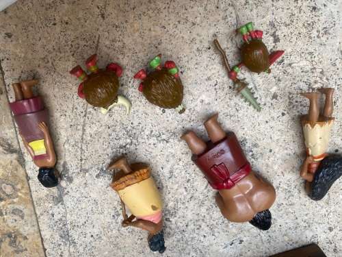disney moana figure lot of 7 figures in vintage wood box